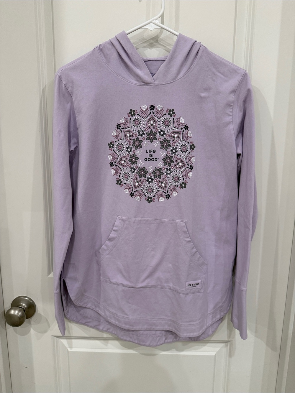 Life Is Good Lavender Hoodie with Floral Mandala